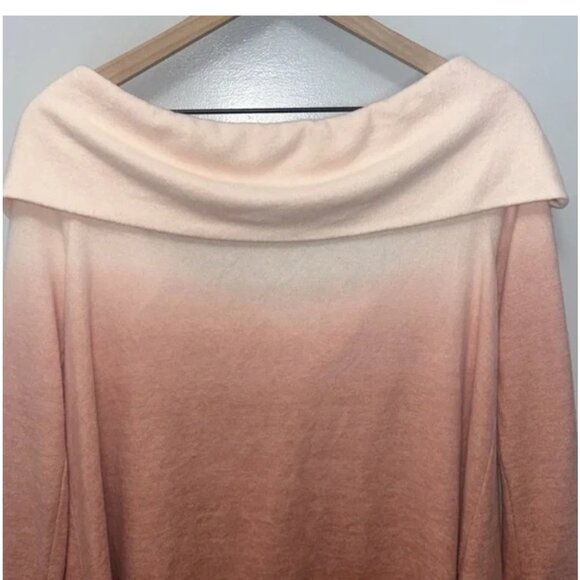 Torrid Super Soft Plush Ombre Cowl neck Light Pink Coral Tunic Sweater - Picture 3 of 7